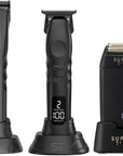Supreme Trimmer 3-in-1 Barber Bundle | 2Spee Clipper, 2Spee Trimmer & Crunch Foil Shaver | Professional Beard Trimmer Men’s Hair Clipper Kit | (Black)
