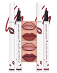2Pcs Longwear Liquid Lip Liner Stain Marker Pen Set Long Lasting Waterproof, Black Cherry Wine Red Matte Permanent 24 Hour Lip Liner and Lipstick Combo, Color Stay Lipliner All Day Lips Stain peel off