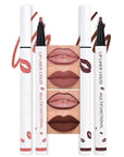 2Pcs Longwear Liquid Lip Liner Stain Marker Pen Set Long Lasting Waterproof, Maroon Dark Red Brown Dusty Mauve Matte 24 Hour Lip Liner and Lipstick Combo, Color Stay Lipliner, Lips Stain peel off