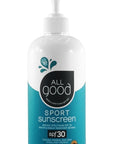 All Good Sport Mineral Sunscreen Lotion - Coral Reef Friendly, Water & Sweat Resistant, Face & Body, UVA/UVB Broad Spectrum SPF 30+ (16 oz Pump)