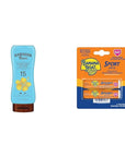 Hawaiian Tropic and Banana Boat Sunscreen Bundle with SPF 15 Lotion and SPF 50 Lip Balm Twin Pack