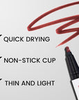 2Pcs Longwear Liquid Lip Liner Stain Marker Pen Set Long Lasting Waterproof, Dark Ruby Red Matte Semi Permanent 24 Hour Lip Liner and Lipstick Combo, Color Stay Lipliner All Day, Lips Stain peel off