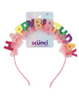 Scunci by Conair Birthday headband- Birthday girl head band- Birthday gifts for women or girls - Bright colors w/ tulle - 1 Count
