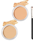 Kaely 2Pcs Cream Pot Concealer Full Coverage Makeup Set, Under Eye Brightener Color Correcting Concealer for Dark Circles, Waterproof Foundation Palette with Brush, Corrector de ojeras, 03+04