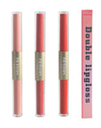 Double-end 2-in-1 Matte & Shimmery Lip Gloss Set, 3 PCS/Set (Set A, 3pcs)