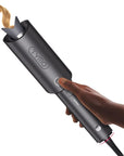 TYMO Automatic Rotating Curling Iron - TYMO CURLPRO Beach Waves Curling Wand, Portable Hair Curler, 500 Million Ionic, Dual Voltage & Lightweight for Travel, Ceramic Coating, 1 Inch, Metallic Gray