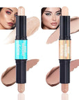 Kaely 2Pcs Cream Bronzer Highlighter Stick,Face Shaping Contouring Shades Makeup,01+15