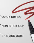 2Pcs Longwear Liquid Lip Liner Stain Marker Pen Set Long Lasting Waterproof, Dark Black Cherry Wine Red Matte 24 Hour Lip Liner and Lipstick Combo, Color Stay Lipliner All Day, Lip Stains peel off