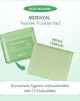 (Only Refill) Mediheal Teatree Trouble Pad (100 Pads) - Cotton Facial Toner Pads for Calm Sensitive & Acne Prone Skin - Vegan Gauze Pad
