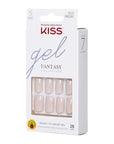 KISS Gel Fantasy Ready-to-Wear Press-On Gel Nails, “Here I Am”, Short, White, Nail Kit with 24 Mega Adhesive Tabs, Pink Gel Glue, Manicure Stick, Mini File, and 28 Fake Nails