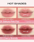 Mistine Lip Gloss Double Headed Lip Glaze Color Holding Lip Jelly Hydrating Gloss Moisturizing Balms Sheer Tint, Shine Glowy Matte Finish 0.05fl oz+0.05 fl oz D02