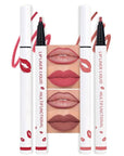 2Pcs Longwear Liquid Lip Liner Stain Marker Pen Set Long Lasting Waterproof, Pink Red Maroon Dusty Mauve Matte 24 Hour Lip Liner and Lipstick Combo, Color Stay Lipliner All Day, Lips Stain peel off