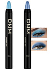 Kaely 2Pcs Bright Blue Eyeshadow Stick for Older Women, Metallic Shimmer Glitter Cream Eye Shadow Pencil Crayon, Light Blue Eyeliner Waterproof Halloween Makeup, 11+13