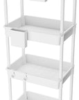 4 Tier Rolling Utility Cart with Handle,REBECAT Utility Cart Made of Multifunctional Storage Organizer Tool for Kitchen,Bathroom,Living Room,Office(White)