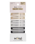 Scunci by Conair No-Slip Grip Stay Tight Barrettes - hair barrettes for women - hair accessories for women - hair clips - Gold, Black and Silver - 6 Count