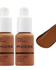 2Pack PHOERA Foundation,Full Coverage Flawless Soft Matte 24 HR Oil Control Waterproof Concealer Makeup. (109-Mocha)