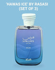 RASASI Hawas Ice EDP 100ML (3.4 OZ) | Long Lasting, Exquisite, Luxurious, Arabian Scents. (PACK OF 3)