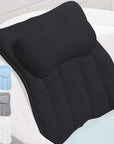 GORILLA GRIP Mesh Bath Pillow for Tub, 6 Powerful Suction Cups, Oversized Headrest with Breathable FlexComfort Technology for Neck, Head, Back Support, Luxury Machine Washable Bathtub Must Haves Black