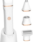 Electric Bikini Trimmer for Women - 4 in 1 Electric Shaver for Women, Waterproof Pubic Hair Trimmer and Facial Hair Remover, Replaceable Razors & Nose Hair Trimmer, Rechargeable Women's Grooming Kit