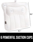 GORILLA GRIP Mesh Bath Pillow for Tub, 6 Powerful Suction Cups, Oversized Headrest with Breathable FlexComfort Technology for Neck, Head, Back Support, Luxury Machine Washable Bathtub Must Haves White