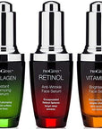 Professional Skin Care Set. Anti-aging Serum Set Contains Collagen Serum, Retinol Serum, Vitamin C Serum. Helps W/Appearance Of Wrinkles, Plump Skin, & Brighten Skin, 1 Fl Oz (3-Pack)