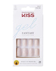 KISS Gel Fantasy Ready-to-Wear Press-On Gel Nails, “Here I Am”, Short, White, Nail Kit with 24 Mega Adhesive Tabs, Pink Gel Glue, Manicure Stick, Mini File, and 28 Fake Nails