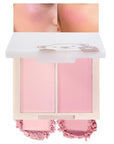 Dual Powder Matte Blush Palette – Soft Pink & Rosy – Matte Finish, Buildable Long Lasting Face Blush Makeup,Lightweight, Vegan, Cruelty-Free, Natural Pink Blush for All Skin Tones 02#