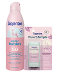 Coppertone WaterBabies Baby Sunscreen Spray SPF 50 (6 Oz) + Pure and Simple Baby Mineral Sunscreen Stick SPF 50 with Zinc Oxide, Tear Free (0.49 Oz) Hypoallergenic and Oxybenzone Free