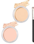 Kaely 2Pcs Cream Pot Concealer Full Coverage Makeup Set, Under Eye Brightener Color Correcting Concealer for Dark Circles, Waterproof Foundation Palette with Brush, Corrector de ojeras, 01+02
