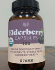 Organic Elderberry Capsules - Organic, Dried, & Pure Elderberry Sambucus Natural Immune Boost Capsules - 570 mg