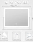 HIEEY Vanity Mirror with Lights, Lighted Makeup Mirror, Three Color Lighting Modes, and 5X Magnification Mirror, Smart Touch Control, 360°Rotation (17.4" x 13.5" White,Gift Box)