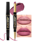 2-in-1Light Plum Rose Lip Liner & Lipstick Set Kit for Women, Matte Lips Kit with Lip Liner Lip Stains Long Lasting Waterproof 24 Hour Lipstick and Lip Liners Combo Lipliners Pencil Set 24