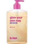 B.TAN Clear Gradual Self Tan Gel | Glow Your Own Way Shimmer - Sunkissed Golden Bronze, Transfer Free, Best Extender, Moisturizing, Non Toxic Sunless Tanning Lotion, No Fake Tanner Smell, 16 Fl Oz
