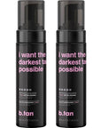 b.tan Ultra Dark Self Tanner Mousse Bundle | I Want The Darkest Tan Possible - Fast, 1 Hour Express Sunless Tanning Foam, Golden Bronzing Glow, Face & Body, No Fake Tan Smell, 6.7 Fl Oz, Pack of 2