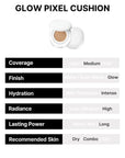 EITHER& Glow Pixel Cushion Foundation, Glowy Skincare, Korean Makeup, Natural Coverage, Moisturizing, Lightweight, Long Lasting Coverage for Flawless Skin (22.5P Dawn)