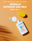 ATOPALM Outdoor Sun Milk SPF50+ PA+++ 55g, Waterproof Baby Kids adult, MLE Korean Mineral Sunscreen
