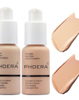 2 Pack PHOERA Foundation 102# Nude 103# Warm Peach,Flawless Soft Matte Liquid Foundation 24 HR Oil Control Concealer Foundation Makeup.