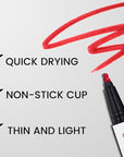 3Pcs Longwear Liquid Lip Liner Stain Pen Set Long Lasting Waterproof, Pink Ruby Red Warm Pink Matte Semi Permanent 24 Hour Lip Liner and Lipstick Combo, Color Stay Lipliner All Day Lip Stains peel off