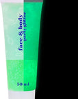 MEICOLY Neon Green Body Glitter Gel,UV Blacklight Chunky Face Glitter Gel,Glow in The Dark Glitter Paint,Singer Concert Music Festival Party Rave Accessories,Halloween Glitter Makeup for Women,50ml