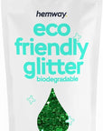 Hemway Eco Friendly Biodegradable Glitter 100g / 3.5oz Bio Cosmetic Safe Sparkle Vegan For Face, Eyeshadow, Body, Hair, Nail And Festival Makeup, Craft - Super Chunky (1/8" 0.125" 3mm) - Emerald Green