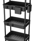 5 Tier Rolling Utility Cart with Drawer,REBECAT Utility Cart Made of Multifunctional Storage Organizer Tool for Kitchen,Bathroom,Living Room,Office(Black)