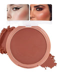 Single Matte Cheeks Face Cream powder Blush Makeup Palette, Bronze Brown Singles Blushes for Older Women, Monochrome Highly Pigmented Daily Evening Girls Blush Gift, Rubor en Polvo, 06