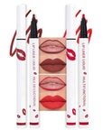 2Pcs Longwear Liquid Lip Liner Stain Marker Pen Set Long Lasting Waterproof, Dark Ruby Red Matte Semi Permanent 24 Hour Lip Liner and Lipstick Combo, Color Stay Lipliner All Day, Lips Stain peel off