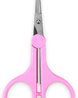 Eyebrow Scissors, Small Scissors for Facial, Nose, Eyebrow, Mustache, and Beard Hair Trimming & Grooming, Straight Edge, Pink Long Cap