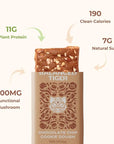Organic Functional Mushroom Protein Bars | Full Dose (1500mg) Lions Mane, Chaga, Reishi & Cordyceps Bars | Vegan Protein Bars, Adaptogens, Superfoods Protein Bars | Chocolate Chip Cookie Dough Flavor