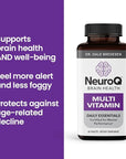 NeuroQ Daily Essentials Multivitamin - Fortified Mental Performance & Overall Wellness - Improve Memory & Focus - B-Complex, Vitamin D, Folate, CoQ10, Pantothenic Acid & More - 60 Capsules
