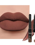 Kaely 2-in-1 Matte Lipstick and Lip Liner, Liquid Lip Stain Makeup for women Long Lasting Waterproof Smudge Proof, labiales matte mate larga duracion listip 24 hours originales, 25 Brown