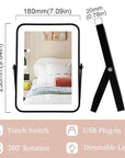 Rechargeable Makeup Vanity Mirror with Lights, Small Desk Makeup Mirror with Lights, 3 Lighting Modes, Dimmable Touch Screen, Tabletop Light up Mirror