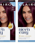 Clairol Nice'n Easy Permanent Hair Dye, 3RV Darkest Burgundy Violet Hair Color, Pack of 2