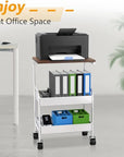 Rolling Cart with Wooden Tabletop, 3 Tier Metal Utility Cart, Rolling Storage Organizer Cart with Lockable Wheels for Kitchen, Office, Bedroom (White)